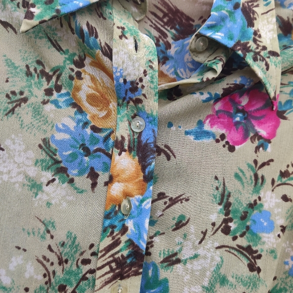 Vintage Trousers Up Floral Button Down Shirt Long Sleeve Sz 9 Small - Picture 4 of 9